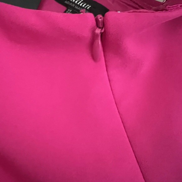 AIDAN MATTOX NWT Barbiecore Pink Midi Sheath One Shoulder Dress Sz 8 Cocktail - Picture 6 of 7